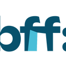 Logo "bff: FRAUEN GEGEN GEWALT E.V." en lettres bordeaux et deux points bleus, dans un cercle blanc.