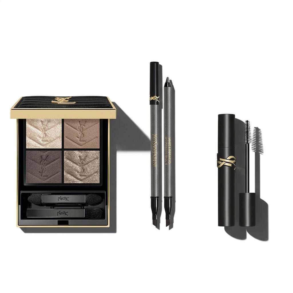 YSL Augen-Make-up-Produkte auf weißem Hintergrund