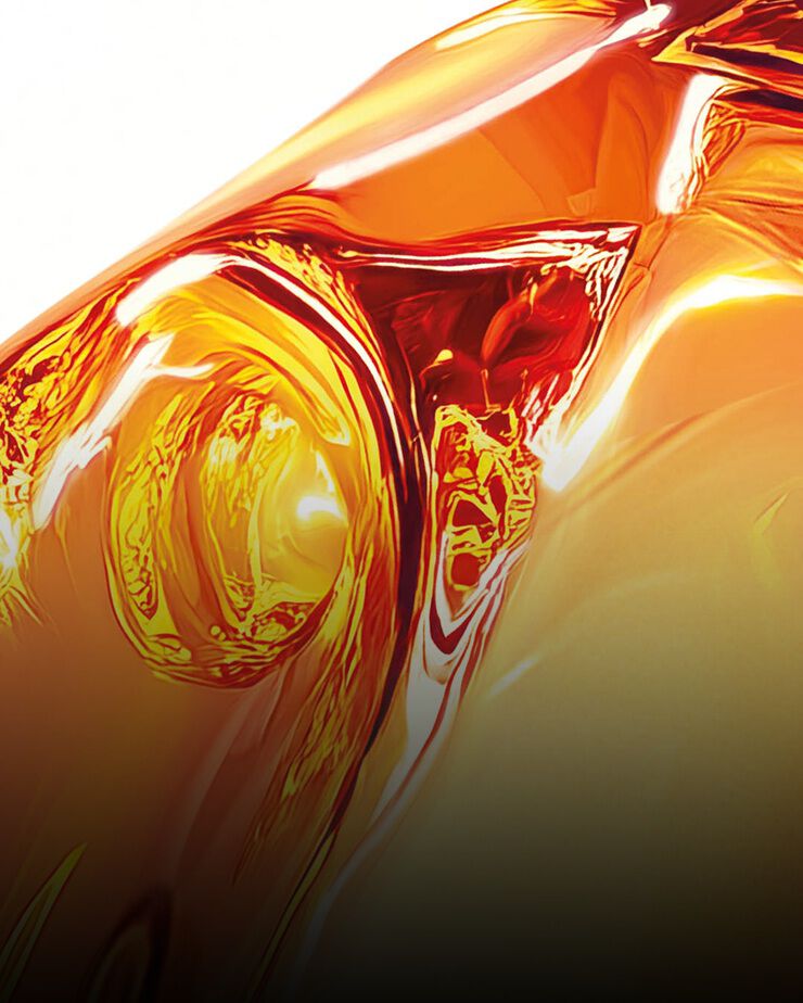 Glänzende goldene Flüssigkeitstextur als Darstellung von Ektoin